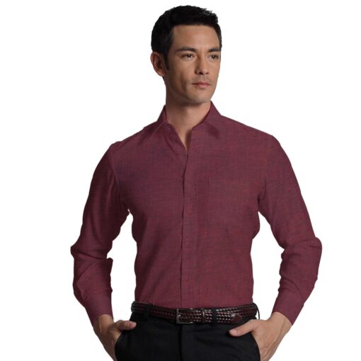 Cadini by Siyaram's Dark Maroon 60 LEA 100% Pure Linen Shirt Fabric