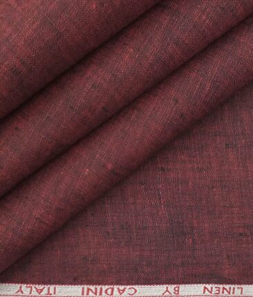 Cadini by Siyaram's Dark Maroon 60 LEA 100% Pure Linen Shirt Fabric