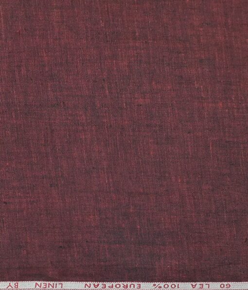 Cadini by Siyaram's Dark Maroon 60 LEA 100% Pure Linen Shirt Fabric