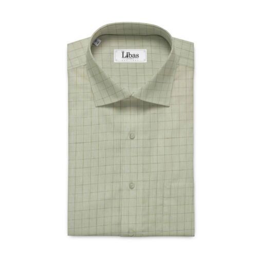 Cadini by Siyaram's Light Beige 60 LEA 100% Pure Linen Check Shirt Fabric