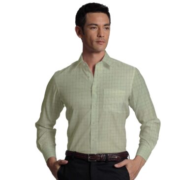 Cadini by Siyaram's Light Beige 60 LEA 100% Pure Linen Check Shirt Fabric