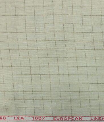 Cadini by Siyaram's Light Beige 60 LEA 100% Pure Linen Check Shirt Fabric