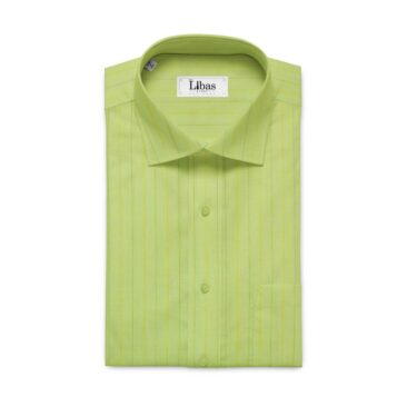 Cadini by Siyaram's Lemon Yellow 60 LEA 100% Pure Linen Striped Shirt Fabric