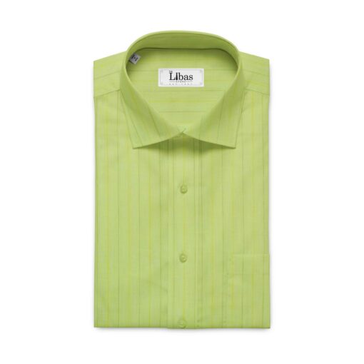 Cadini by Siyaram's Lemon Yellow 60 LEA 100% Pure Linen Striped Shirt Fabric