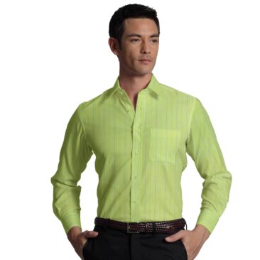 Cadini by Siyaram's Lemon Yellow 60 LEA 100% Pure Linen Striped Shirt Fabric