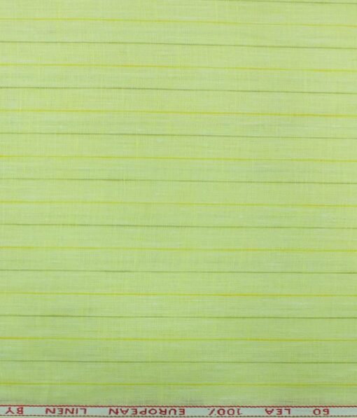 Cadini by Siyaram's Lemon Yellow 60 LEA 100% Pure Linen Striped Shirt Fabric