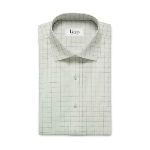Cadini by Siyaram's Off White 60 LEA 100% Pure Linen Check Shirt Fabric