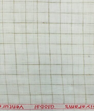 Cadini by Siyaram's Off White 60 LEA 100% Pure Linen Check Shirt Fabric