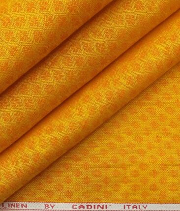 Cadini by Siyaram's Bright Orange 60 LEA 100% Pure Linen Jaquard Weave Shirt Fabric