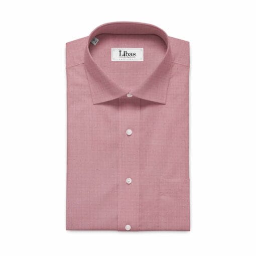 Exquisite Men's Baby Pink Cotton Chambray Weave Dotted Shirt Fabric