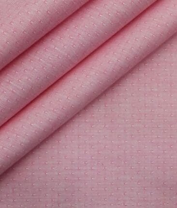 Exquisite Men's Baby Pink Cotton Chambray Weave Dotted Shirt Fabric