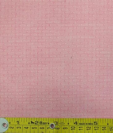 Exquisite Men's Baby Pink Cotton Chambray Weave Dotted Shirt Fabric