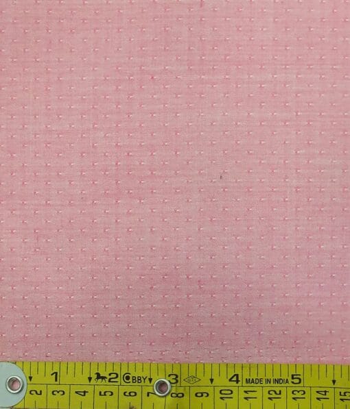 Exquisite Men's Baby Pink Cotton Chambray Weave Dotted Shirt Fabric