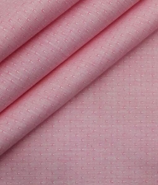 Exquisite Men's Baby Pink Cotton Chambray Weave Dotted Shirt Fabric