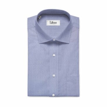 Exquisite Men's Sky Blue Cotton Chambray Weave Dotted Shirt Fabric