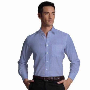 Exquisite Men's Sky Blue Cotton Chambray Weave Dotted Shirt Fabric