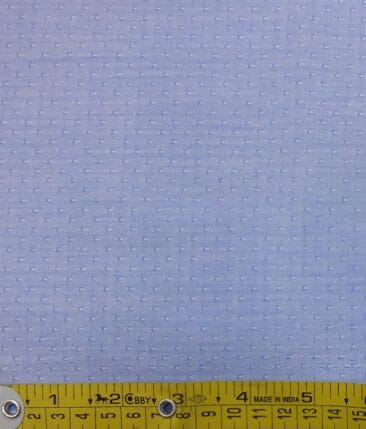 Exquisite Men's Sky Blue Cotton Chambray Weave Dotted Shirt Fabric