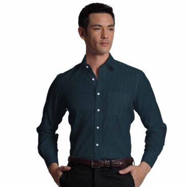 Exquisite Men's Dark Sea Green Cotton PinPoint Oxford Weave Shirt Fabric