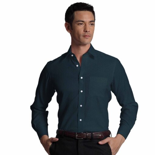 Exquisite Men's Dark Sea Green Cotton PinPoint Oxford Weave Shirt Fabric