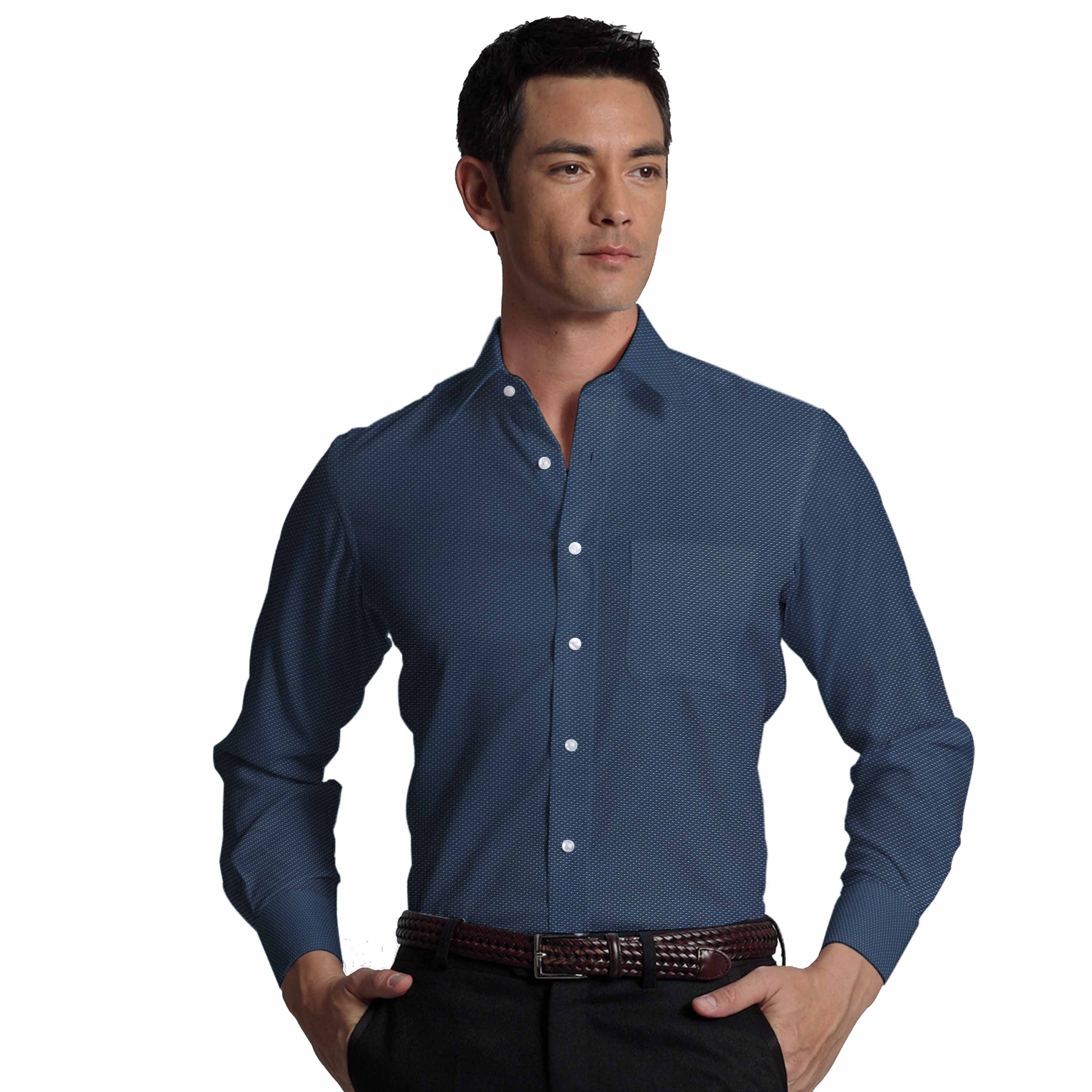 Exquisite Men's Dark Firozi Blue Cotton PinPoint Oxford Weave Shirt Fabric