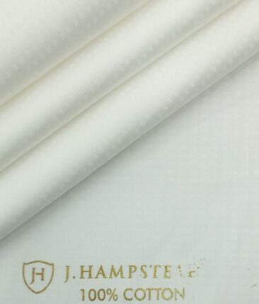 J.Hampstead by Siyaram's Men's Milky White Cotton Dobby Weave Shirt Fabric
