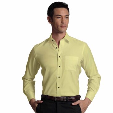 Monza Men's Light Yellow Cotton Fil a Fil Weave Solid Shirt Fabric