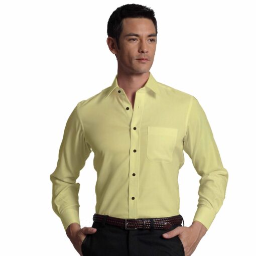 Monza Men's Light Yellow Cotton Fil a Fil Weave Solid Shirt Fabric