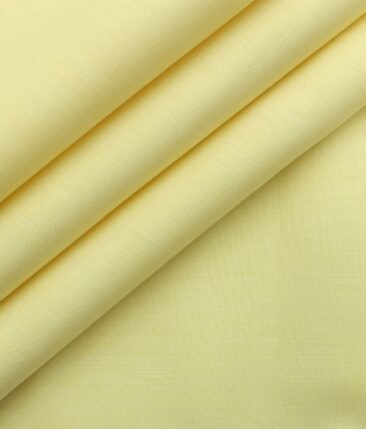 Monza Men's Light Yellow Cotton Fil a Fil Weave Solid Shirt Fabric