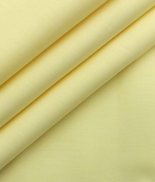 Monza Men's Light Yellow Cotton Fil a Fil Weave Solid Shirt Fabric