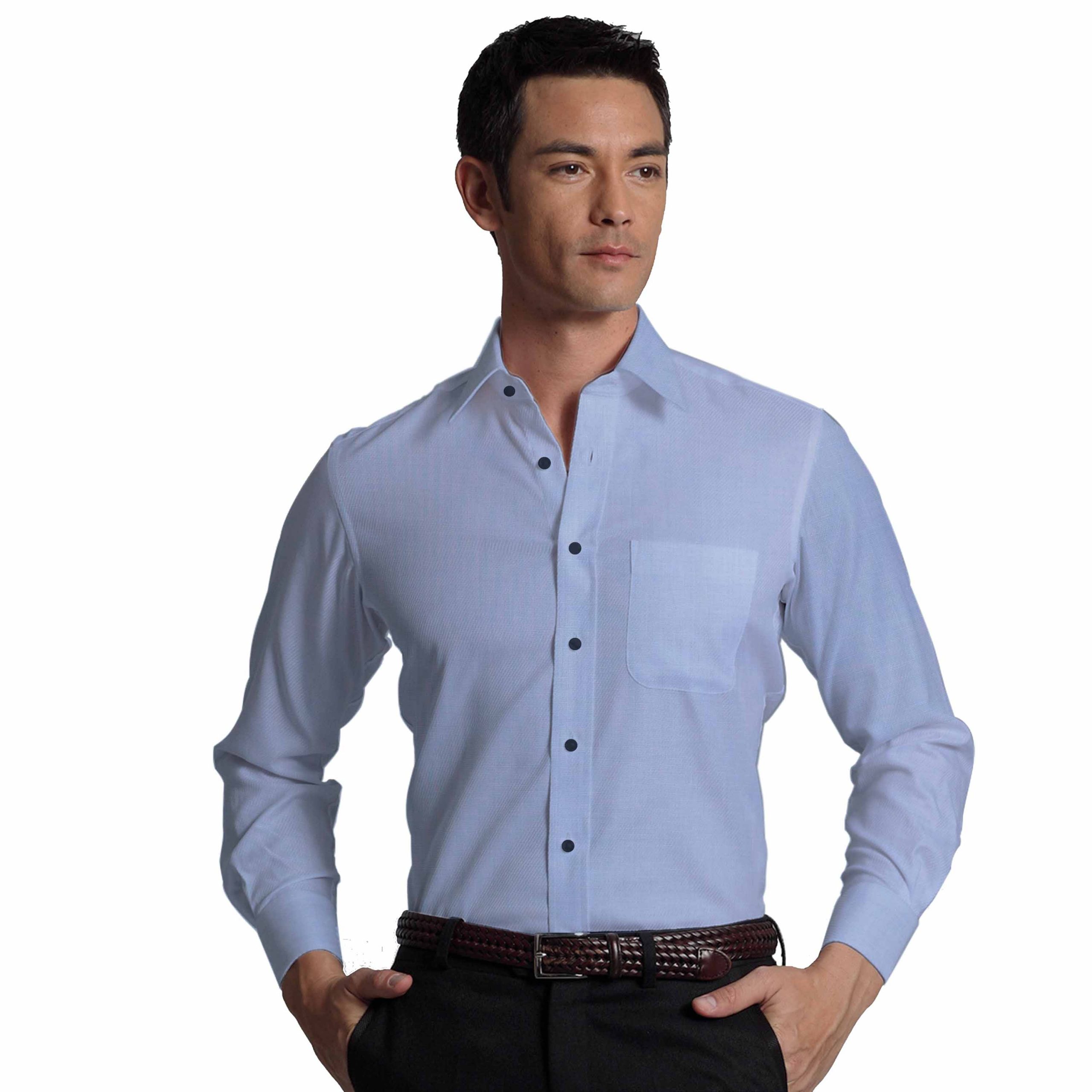 Monza Men's Sky Blue Cotton Fil a Fil Weave Solid Shirt Fabric