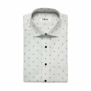 Monza Men's White Cotton  Printed Jacquard Weave Shirt Fabric