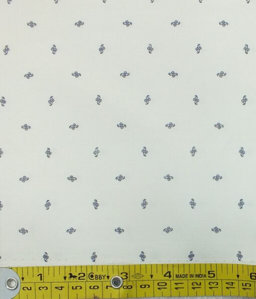 Monza Men's White Cotton  Printed Jacquard Weave Shirt Fabric