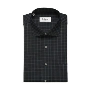 Monza Men's Black & White Cotton Checks Shirt Fabric