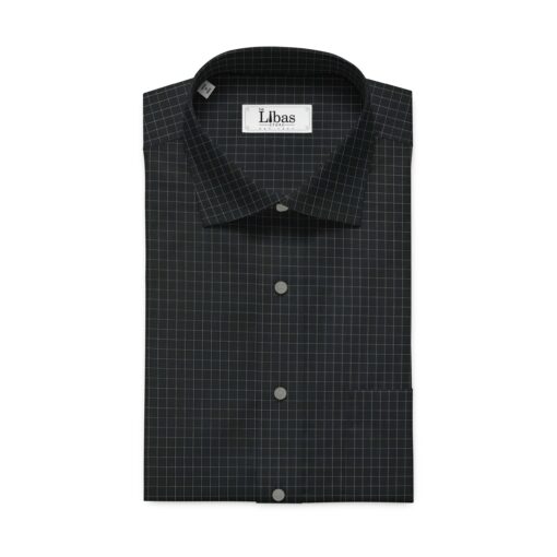 Monza Men's Black & White Cotton Checks Shirt Fabric