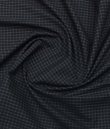 Monza Men's Black & White Cotton Checks Shirt Fabric