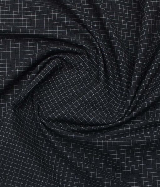 Monza Men's Black & White Cotton Checks Shirt Fabric