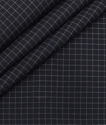 Monza Men's Black & White Cotton Checks Shirt Fabric