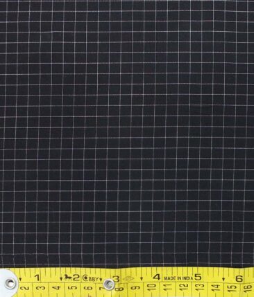 Monza Men's Black & White Cotton Checks Shirt Fabric