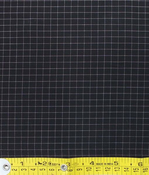 Monza Men's Black & White Cotton Checks Shirt Fabric