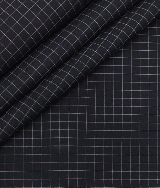 Monza Men's Black & White Cotton Checks Shirt Fabric