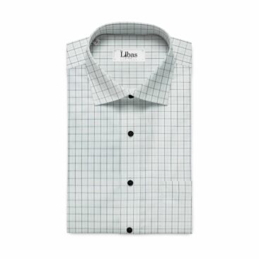 Monza Men's White & Black Cotton Checks Shirt Fabric