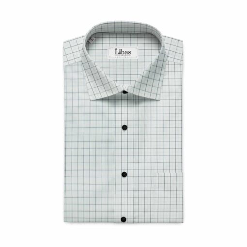 Monza Men's White & Black Cotton Checks Shirt Fabric