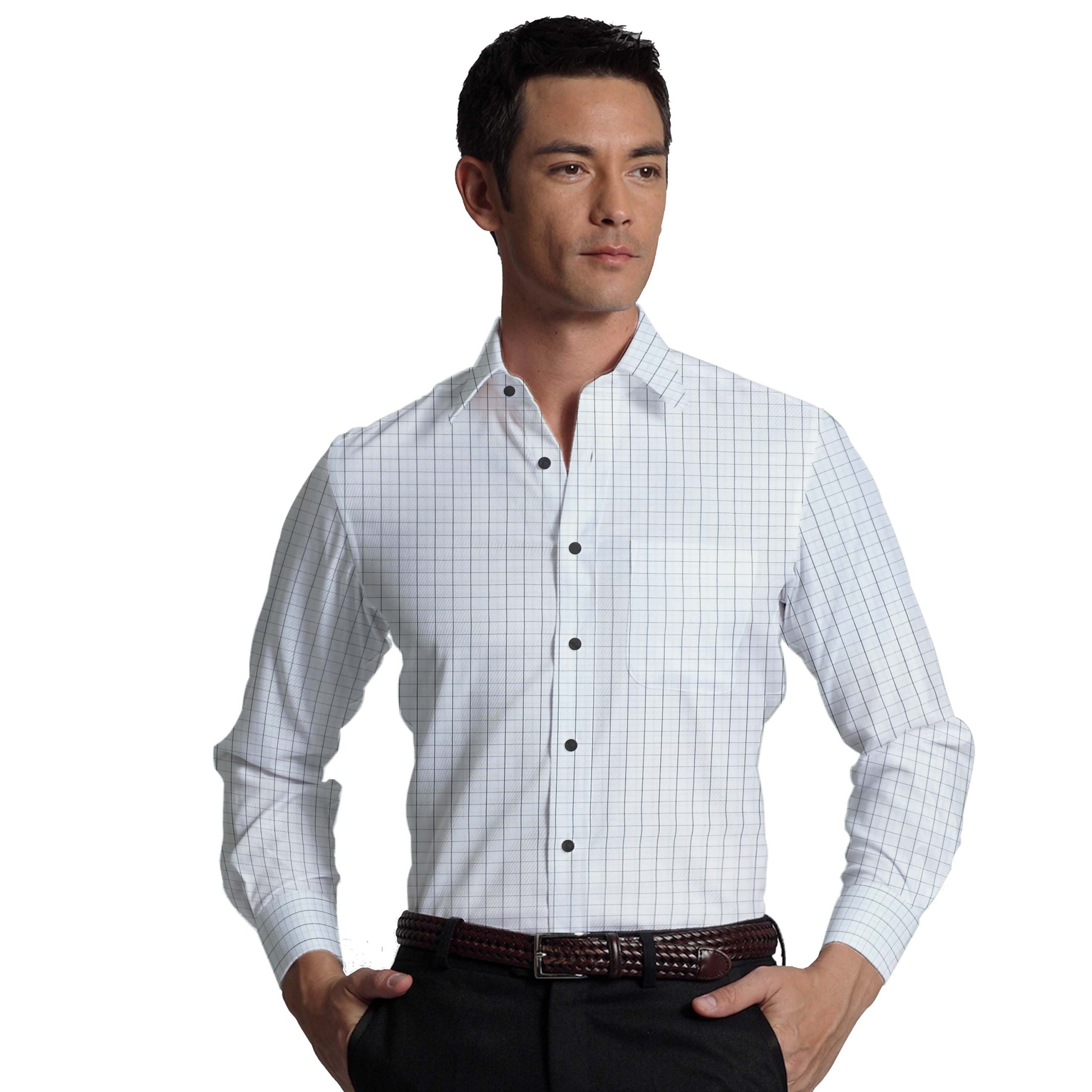 Monza Men's White & Black Cotton Checks Shirt Fabric