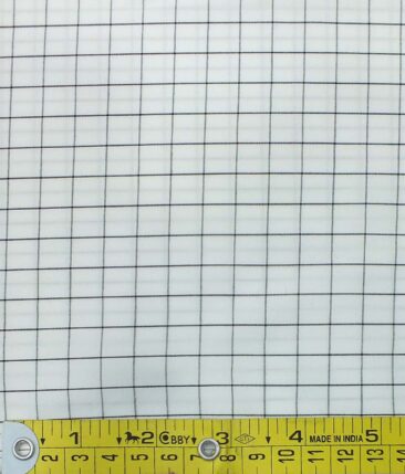 Monza Men's White & Black Cotton Checks Shirt Fabric