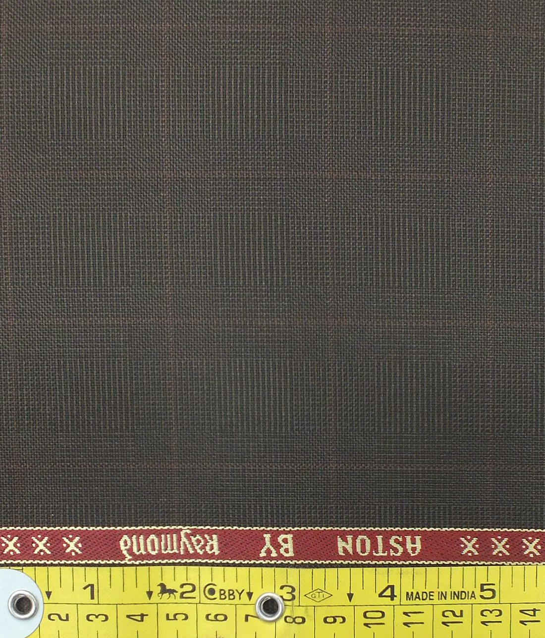 Raymond Men's Carob Brown Checks Poly Viscose Trouser Fabric (Unstitched - 1.25 Mtr)