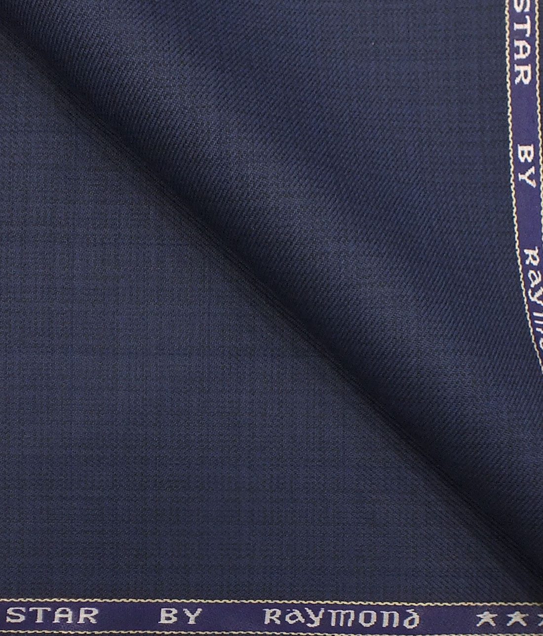 Raymond Men's Dark Royal Blue Self Design Poly Viscose Trouser Fabric (Unstitched - 1.25 Mtr)