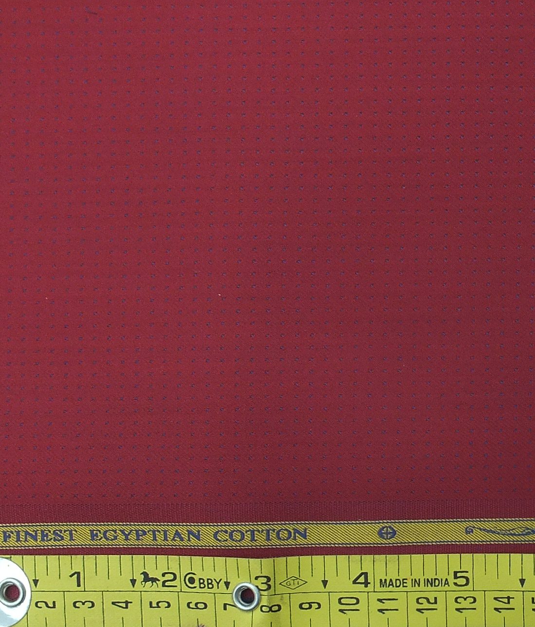 Soktas Men's Red Giza Cotton Blue Dots Shirt Fabric