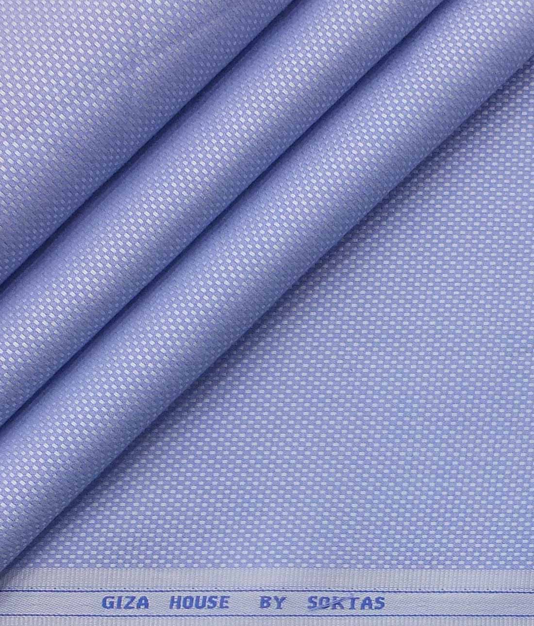 Soktas Men's Sky Blue Giza Cotton Royal Oxford Weave Structured Shirt Fabric