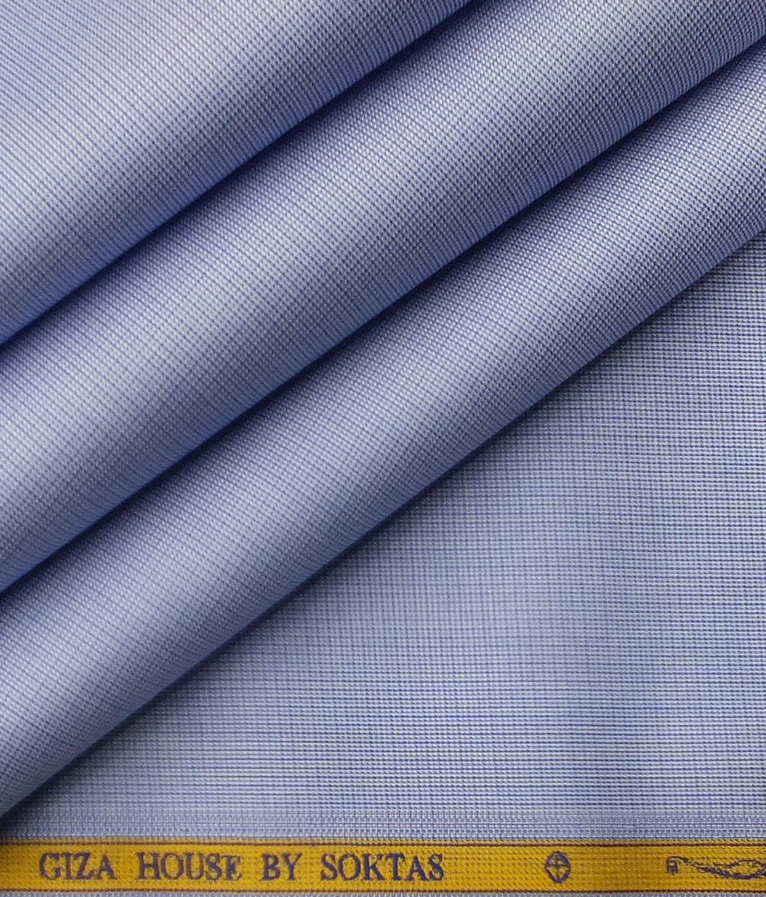 Soktas Men's Light Blue 120's Giza Cotton Self Design Shirt Fabric