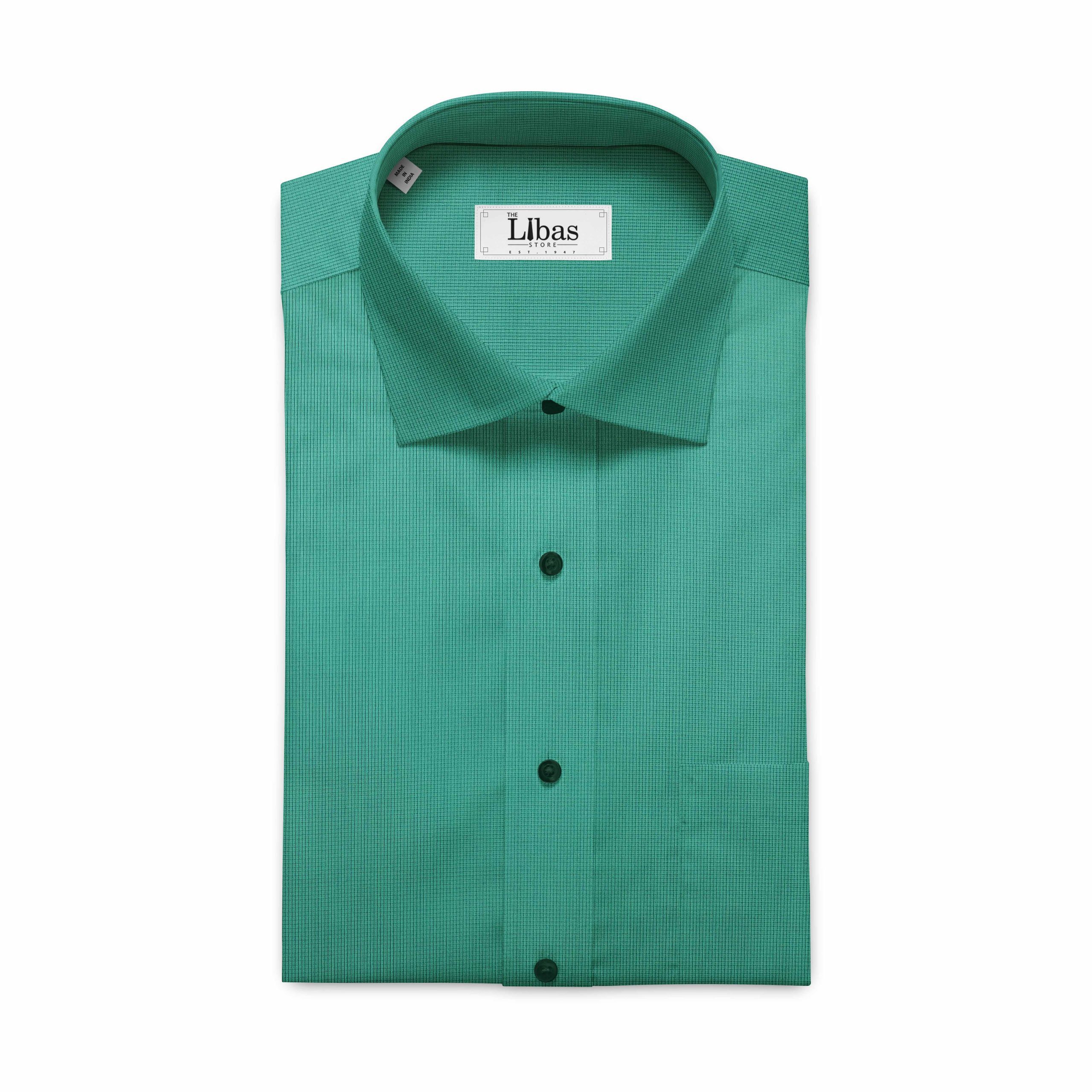 Soktas Men's Sea Green 120's Giza Cotton Self Design Shirt Fabric